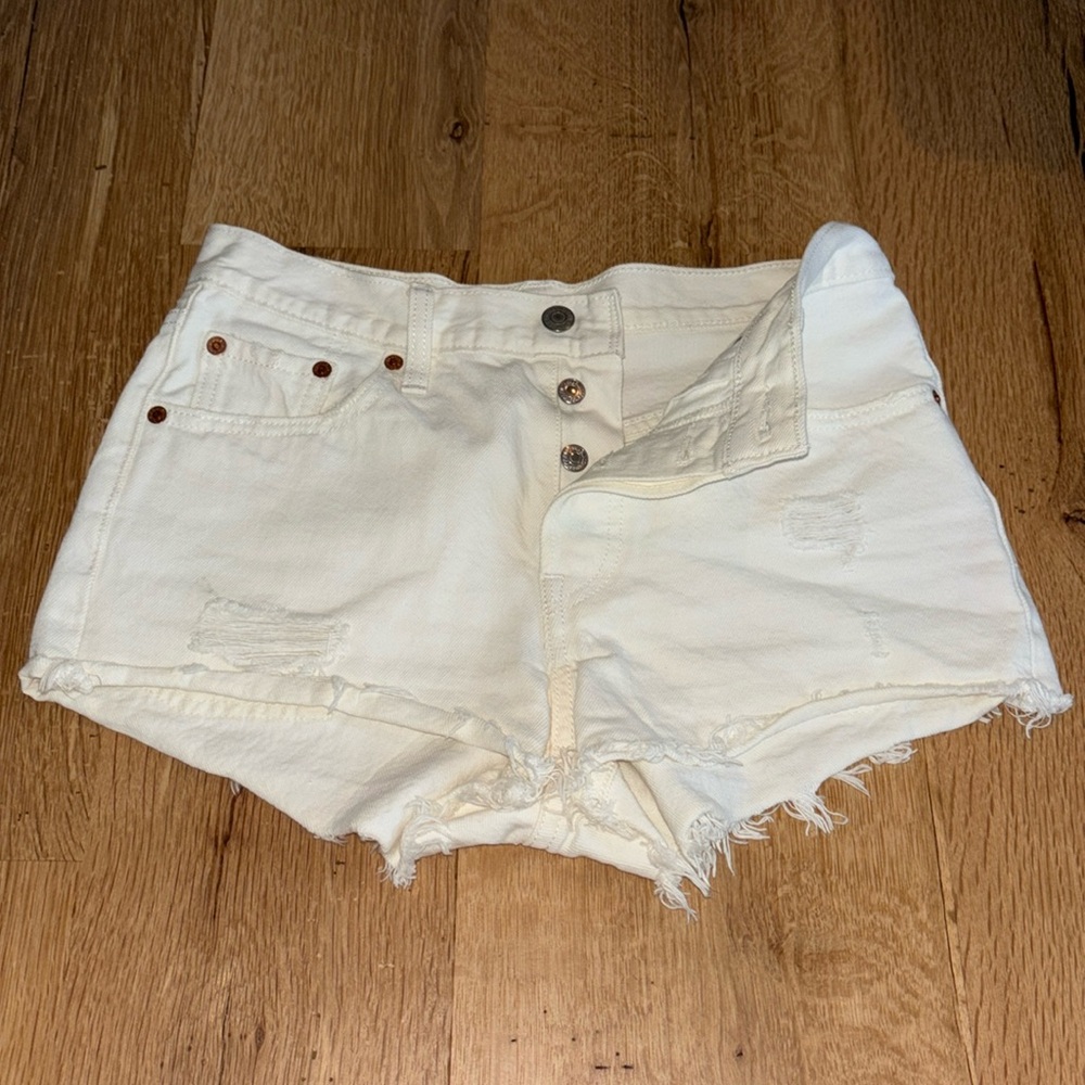 Levi’s White 501 Denim Shorts